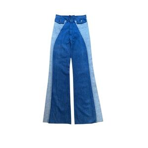1970’s MacLean Raw Denim Patchwork Bell Bottom Jeans